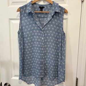 H&M Blue Patterned Sleeveless Blouse